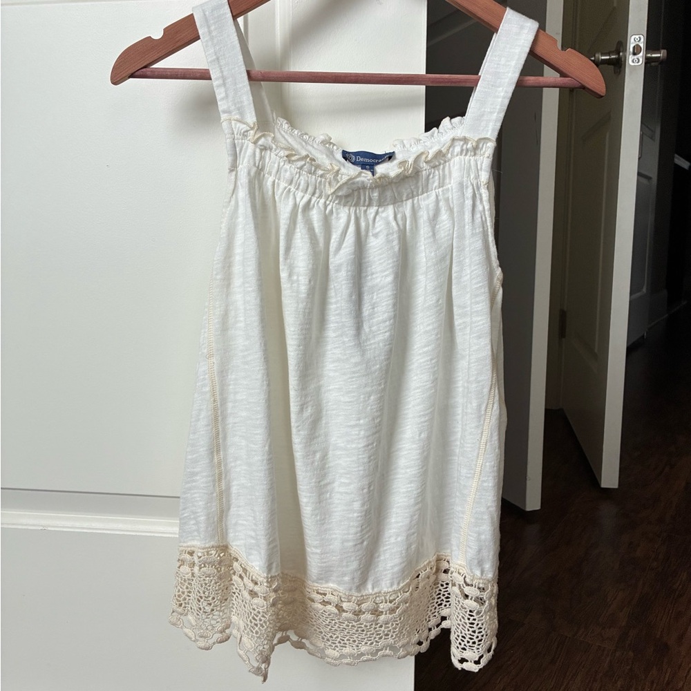 NWT Democracy Ruffle and Crochet Top